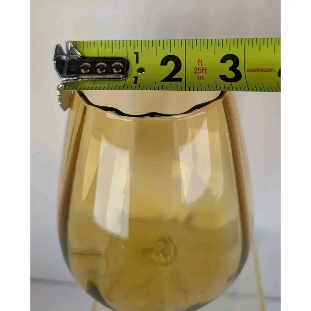 Empoli Glass Amber Spot Optic Glass Footed Large Brandy Snifter Twisted Stem Vng